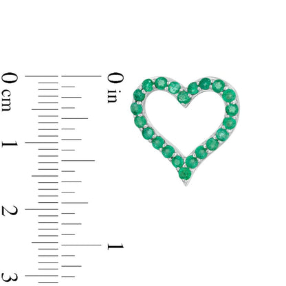 Emerald Heart Outline Stud Earrings in Sterling Silver