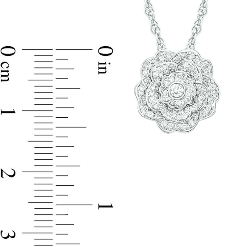 0.38 CT. T.W. Natural Diamond Flower Pendant in 10K White Gold