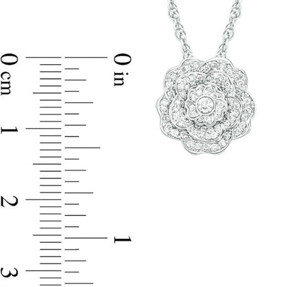 0.38 CT. T.W. Natural Diamond Flower Pendant in 10K White Gold
