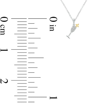 Natural Diamond Accent Tilted Cocktail Pendant in Sterling Silver and 10K Yellow Gold