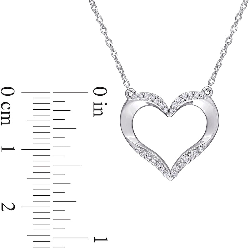 0.13 CT. T.W. Natural Diamond Heart Necklace in Sterling Silver - 17