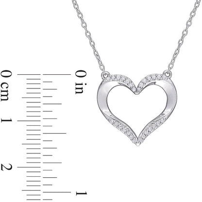 0.13 CT. T.W. Natural Diamond Heart Necklace in Sterling Silver - 17