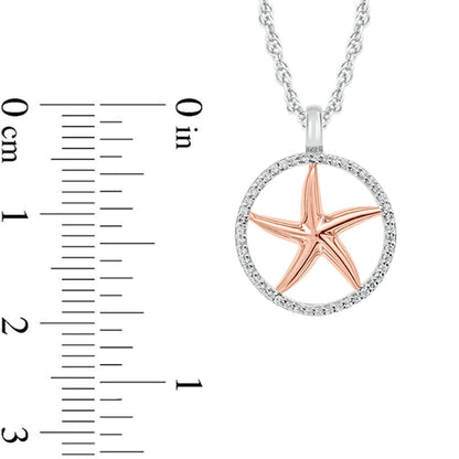 0.13 CT. T.W. Natural Diamond Circle with Starfish Pendant in 10K Two-Tone Gold