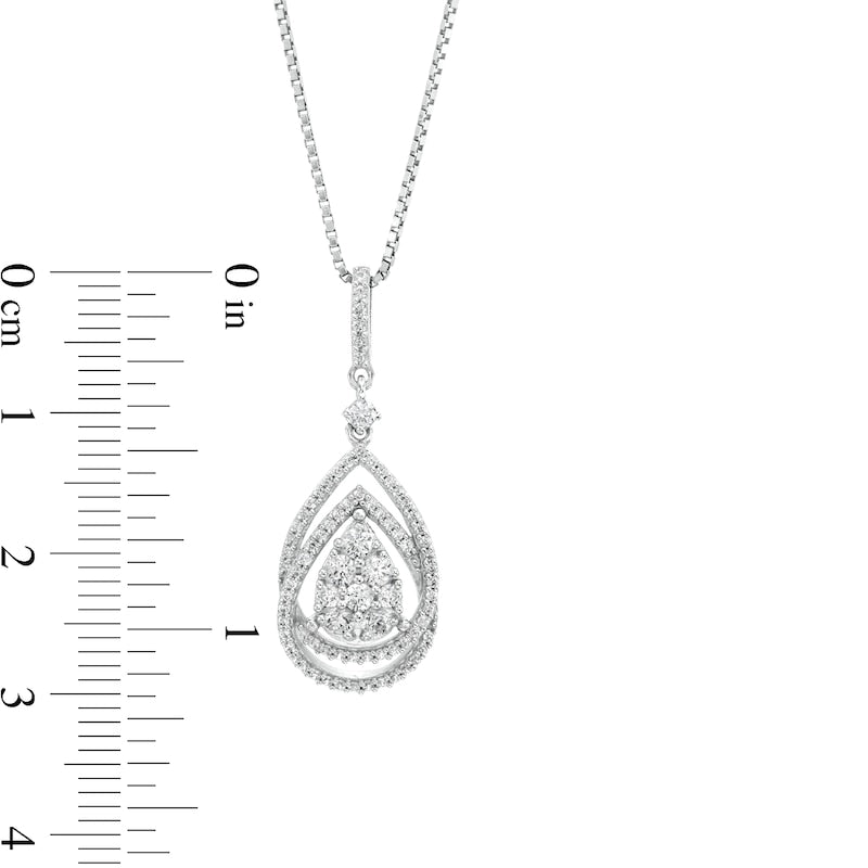 0.5 CT. T.W. Composite Natural Diamond Double Pear-Shaped Frame Pendant in 10K White Gold