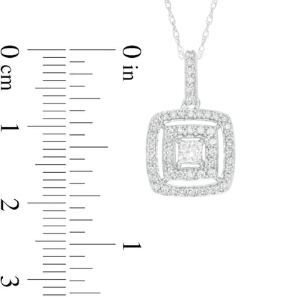 0.5 CT. T.W. Princess-Cut Natural Diamond Double Frame Pendant in 10K White Gold
