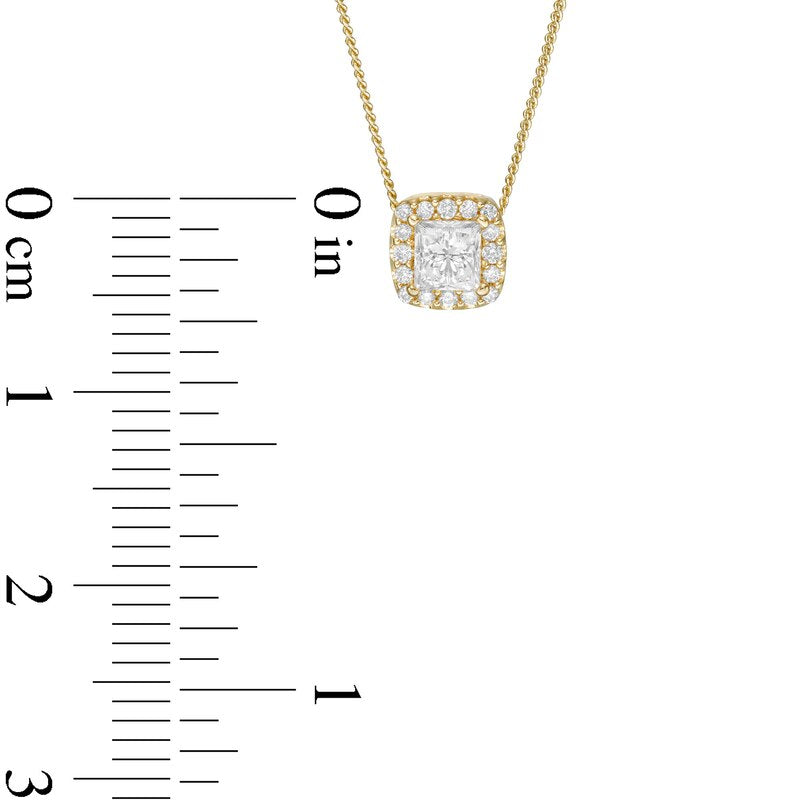 0.33 CT. T.W. Princess-Cut Natural Diamond Frame Pendant in 14K Gold (I/I2)