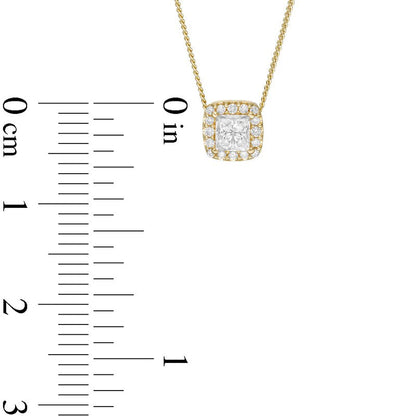 0.33 CT. T.W. Princess-Cut Natural Diamond Frame Pendant in 14K Gold (I/I2)