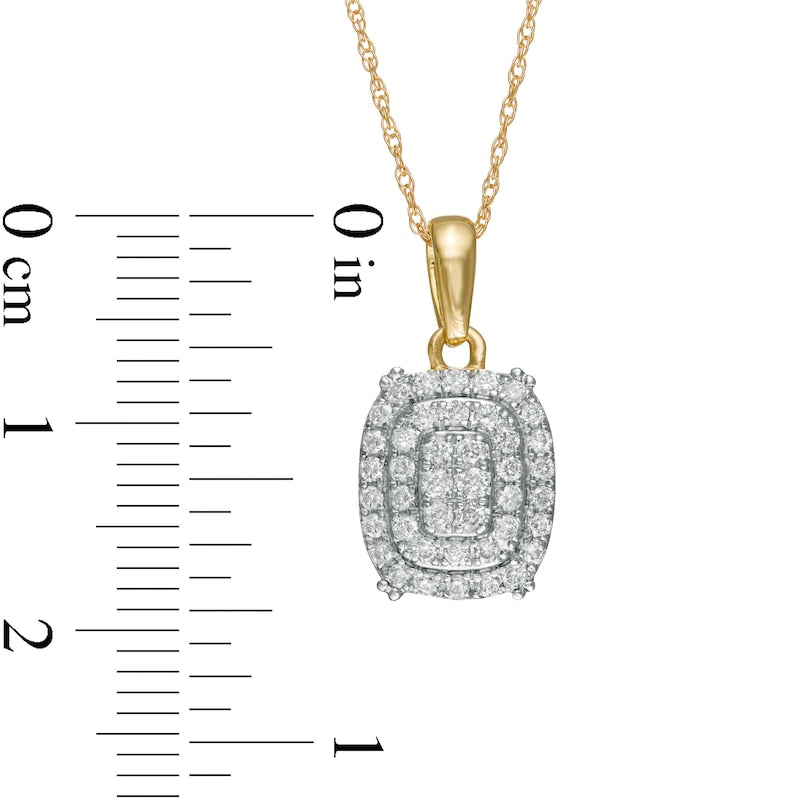 0.33 CT. T.W. Composite Natural Diamond Elongated Cushion Frame Pendant in 10K Yellow Gold
