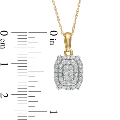 0.33 CT. T.W. Composite Natural Diamond Elongated Cushion Frame Pendant in 10K Yellow Gold