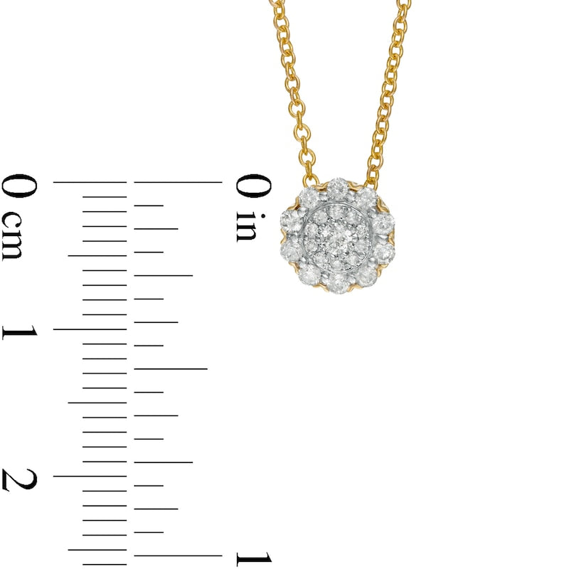 0.25 CT. T.W. Composite Natural Diamond Flower Frame Pendant in 10K Yellow Gold
