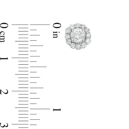 0.88 CT. T.W. Diamond Frame Stud Earrings in 10K White Gold