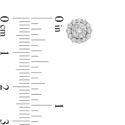 0.88 CT. T.W. Diamond Frame Stud Earrings in 10K Gold