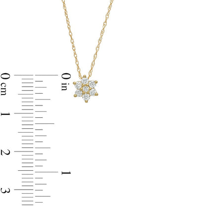 0.2 CT. T.W. Natural Diamond Flower Pendant in 10K Yellow Gold