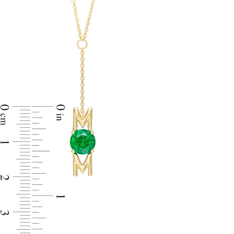 7.0mm Lab-Created Emerald MOM" "Y" Necklace in Sterling Silver with 14K Gold Plate - 18.5"