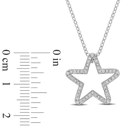 0.2 CT. T.W. Natural Diamond Star Outline Pendant in Sterling Silver