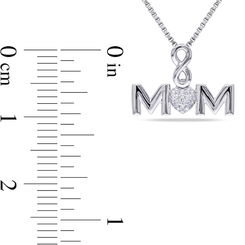 Composite Natural Diamond Accent Infinity Heart MOM" Pendant in Sterling Silver"