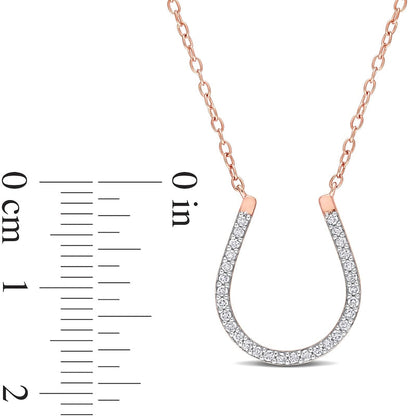 0.17 CT. T.W. Natural Diamond Horseshoe Necklace in Sterling Silver with Rose Rhodium Plate