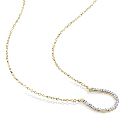 0.17 CT. T.W. Natural Diamond Horseshoe Necklace in Sterling Silver with Yellow Rhodium Plate