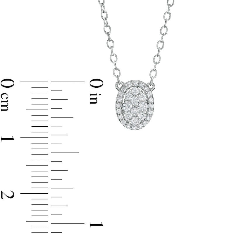 0.25 CT. T.W. Composite Oval Natural Diamond Frame Necklace in 10K White Gold