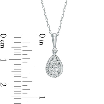 0.25 CT. T.W. Composite Pear-Shaped Natural Diamond Frame Pendant in 10K White Gold