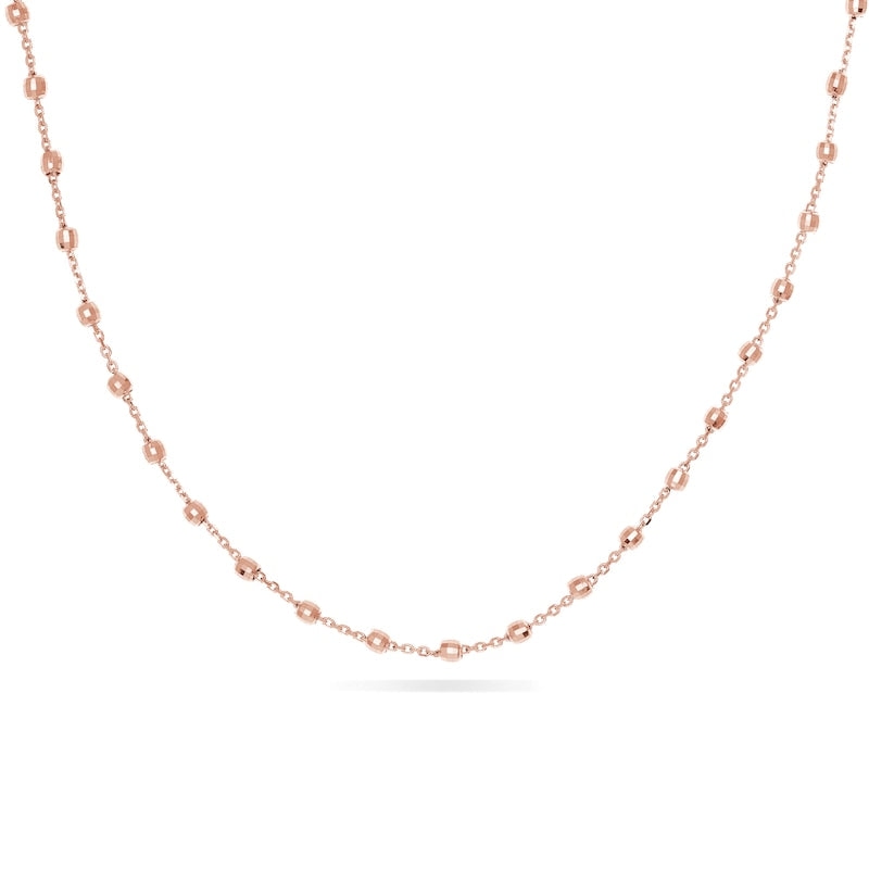 Natural Diamond-Cut Bead Station Necklace in 14K Rose Gold - 16
