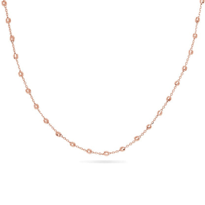 Natural Diamond-Cut Bead Station Necklace in 14K Rose Gold - 16