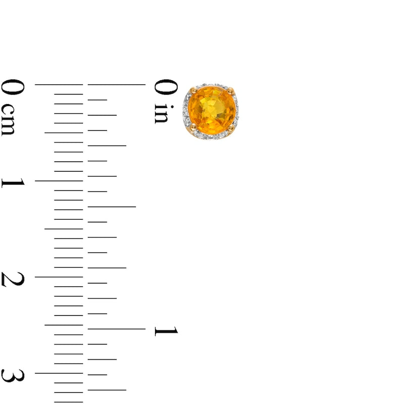 5.0mm Yellow and White Sapphire Border Stud Earrings in 10K Gold