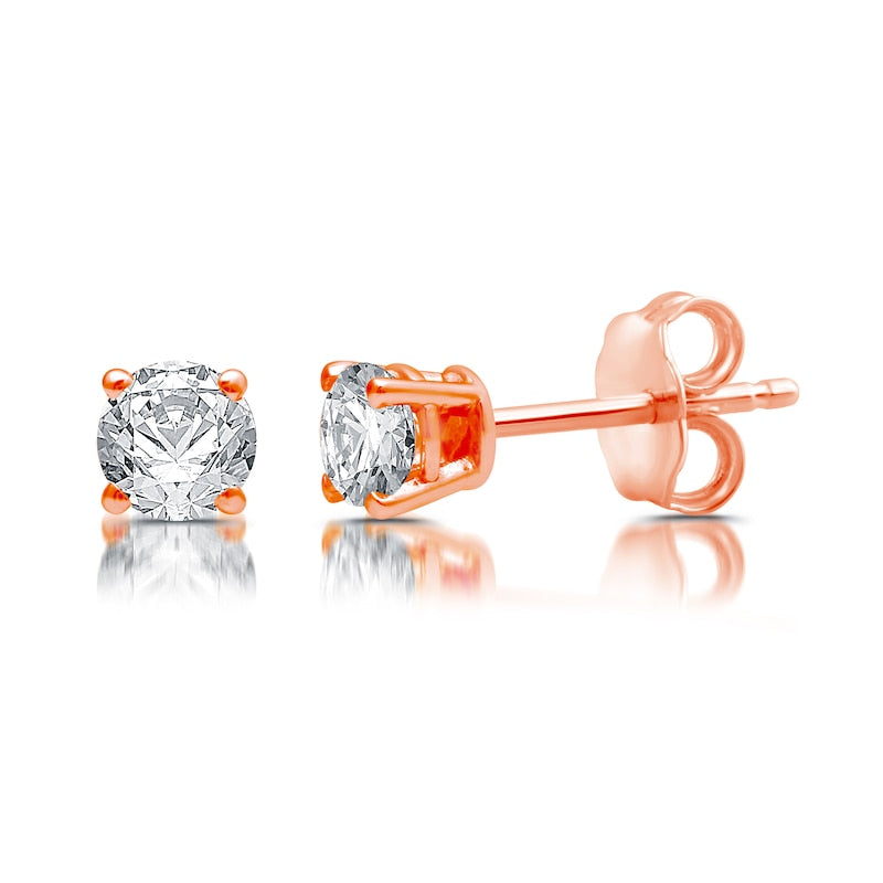 0.5 CT. T.W. Diamond Solitaire Stud Earrings in 14K Rose Gold (J/I3)