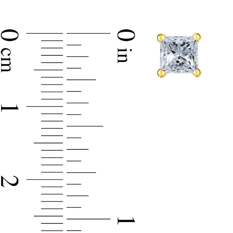 1.5 CT. T.W. Certified Princess-Cut Diamond Solitaire Stud Earrings in 14K Gold (J/VS2)