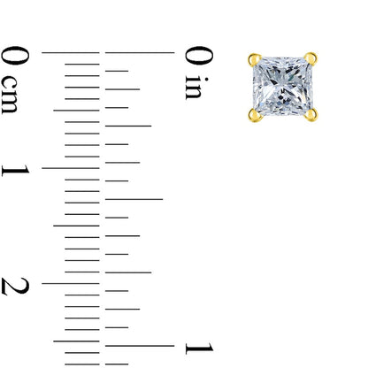 1.5 CT. T.W. Certified Princess-Cut Diamond Solitaire Stud Earrings in 14K Gold (J/VS2)