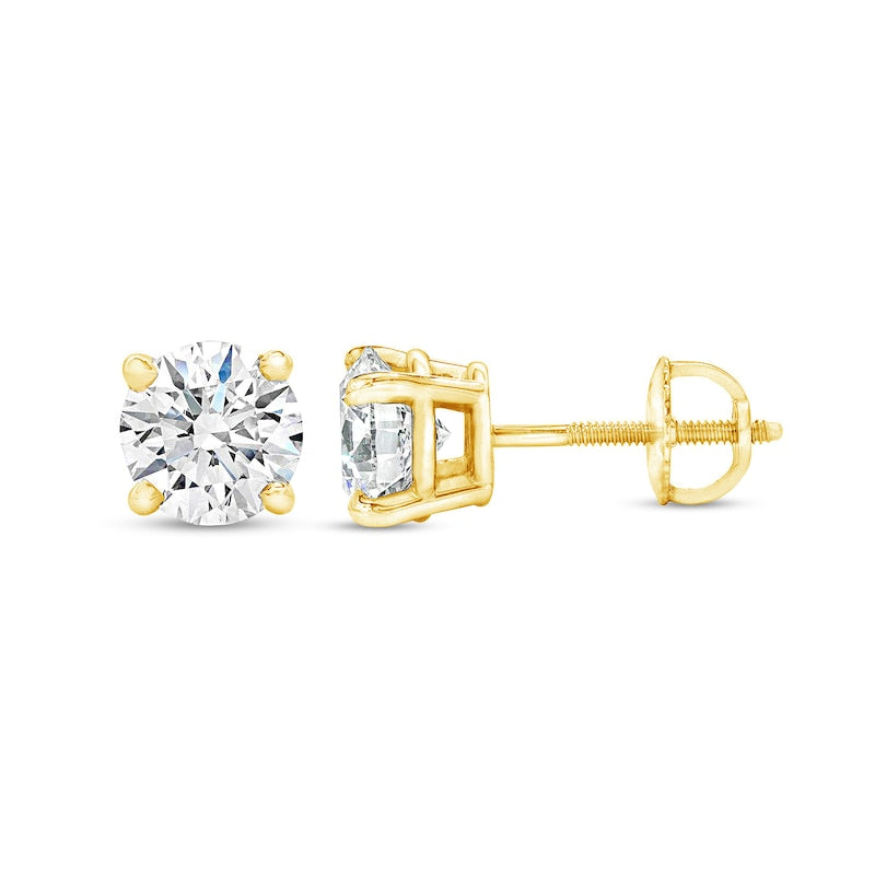 1.5 CT. T.W. Certified Diamond Solitaire Stud Earrings in 14K Gold (J/VS2)