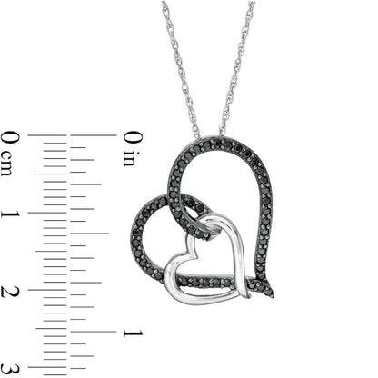 0.38 CT. T.W. Black Enhanced Natural Diamond Heart Link Pendant in Sterling Silver