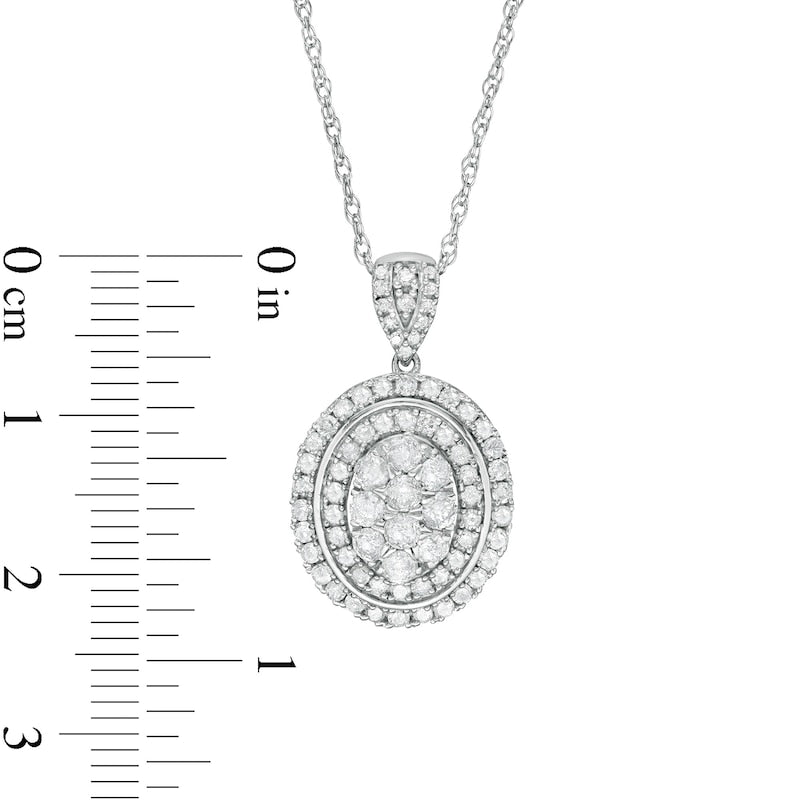 1 CT. T.W. Composite Oval Natural Diamond Frame Pendant in 10K White Gold