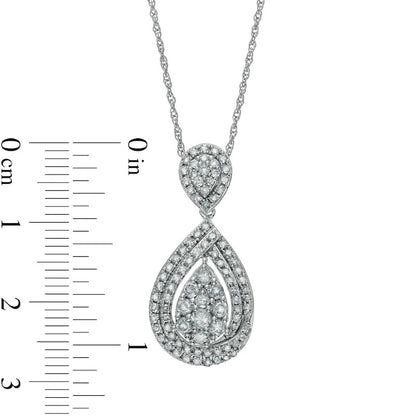 1 CT. T.W. Composite Natural Diamond Teardrop Pendant in 10K White Gold