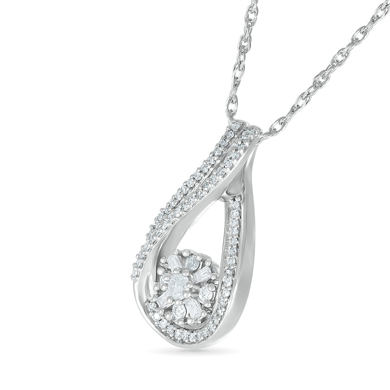 0.33 CT. T.W. Composite Natural Diamond Ribbon Infinity Pendant in 10K White Gold