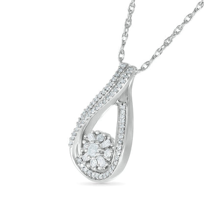 0.33 CT. T.W. Composite Natural Diamond Ribbon Infinity Pendant in 10K White Gold