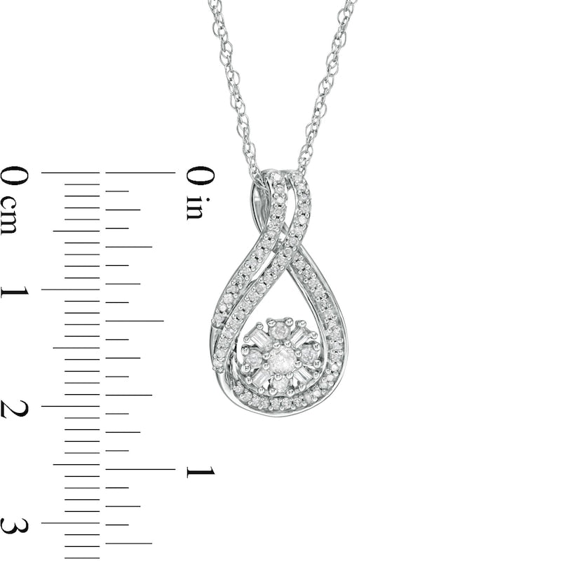 0.33 CT. T.W. Composite Natural Diamond Ribbon Infinity Pendant in 10K White Gold