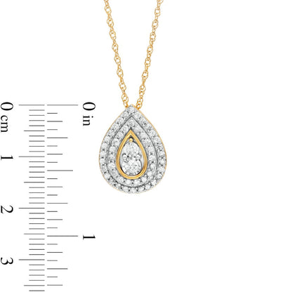0.63 CT. T.W. Natural Diamond Double Row Teardrop Pendant in 10K Yellow Gold