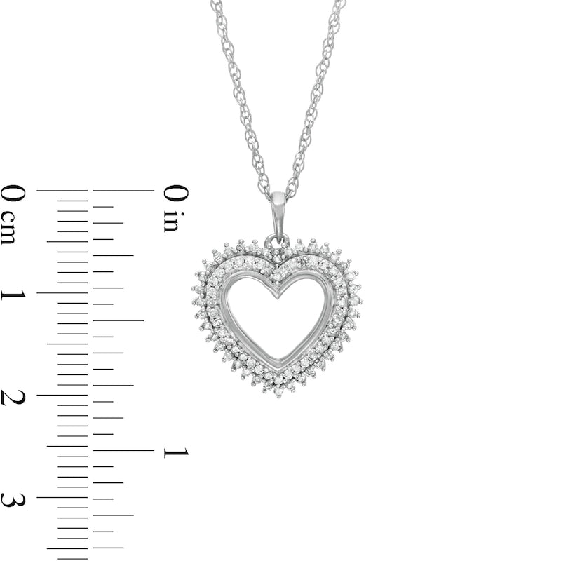 0.33 CT. T.W. Natural Diamond Shadow Heart Pendant in 10K White Gold