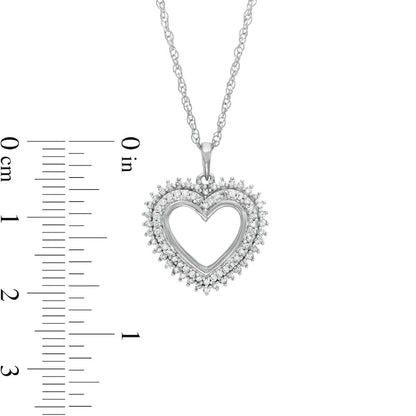 0.33 CT. T.W. Natural Diamond Shadow Heart Pendant in 10K White Gold