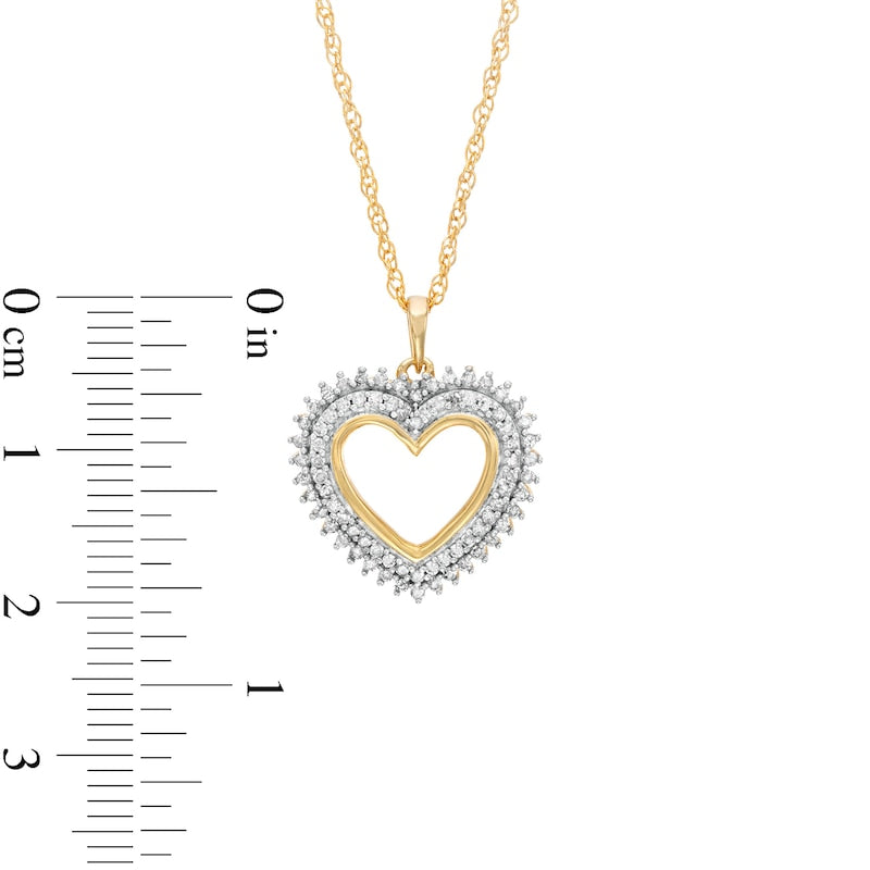 0.33 CT. T.W. Natural Diamond Shadow Heart Pendant in 10K Yellow Gold