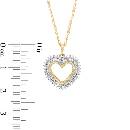 0.33 CT. T.W. Natural Diamond Shadow Heart Pendant in 10K Yellow Gold