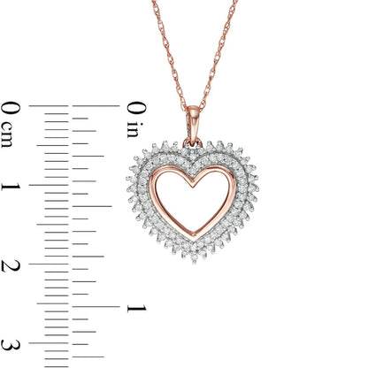 0.33 CT. T.W. Natural Diamond Shadow Heart Pendant in 10K Rose Gold