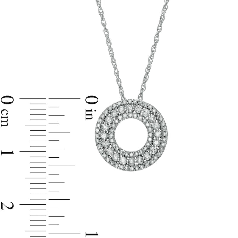 0.38 CT. T.W. Natural Diamond Multi-Row Circle Pendant in 10K White Gold