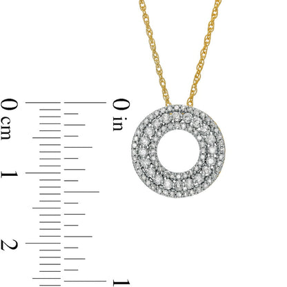 0.38 CT. T.W. Natural Diamond Multi-Row Circle Pendant in 10K Yellow Gold