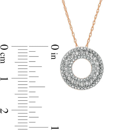 0.38 CT. T.W. Natural Diamond Multi-Row Circle Pendant in 10K Rose Gold