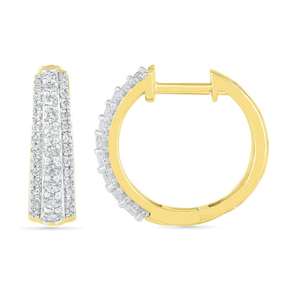 0.5 CT. T.W. Diamond Triple Row Hoop Earrings in 10K Gold