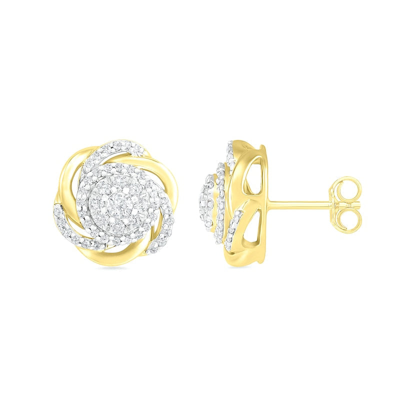 0.5 CT. T.W. Composite Diamond Love Knot Stud Earrings in 10K Gold