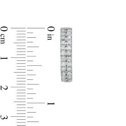 1 CT. T.W. Diamond Double Row Hoop Earrings in 10K White Gold