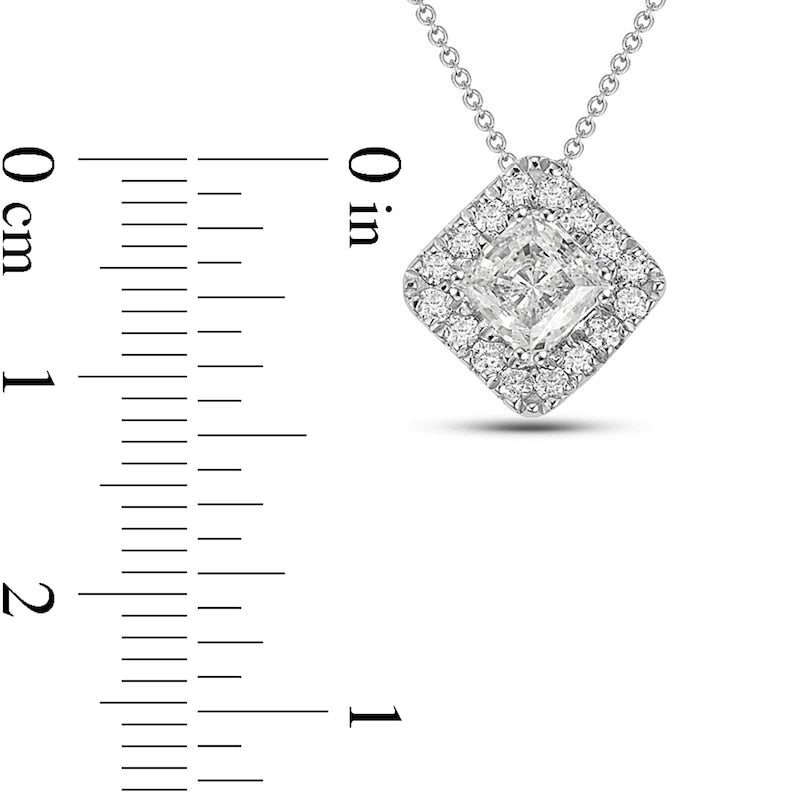 0.75 CT. T.W. Princess-Cut Natural Diamond Tilted Frame Pendant in 10K White Gold